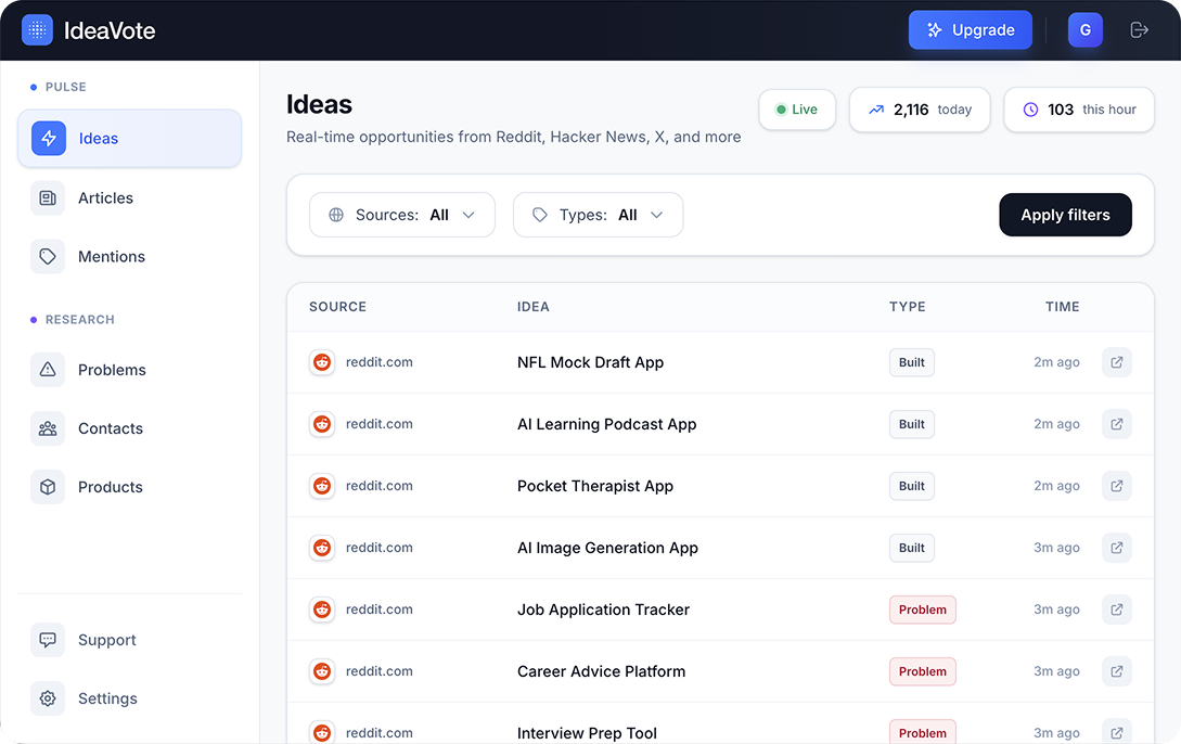 IdeaVote App Dashboard
